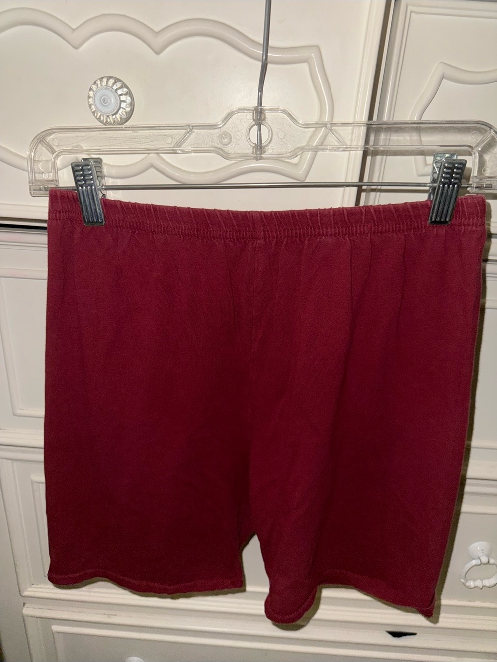 Women’s  Casual Elastic Waist Shorts - Burgundy